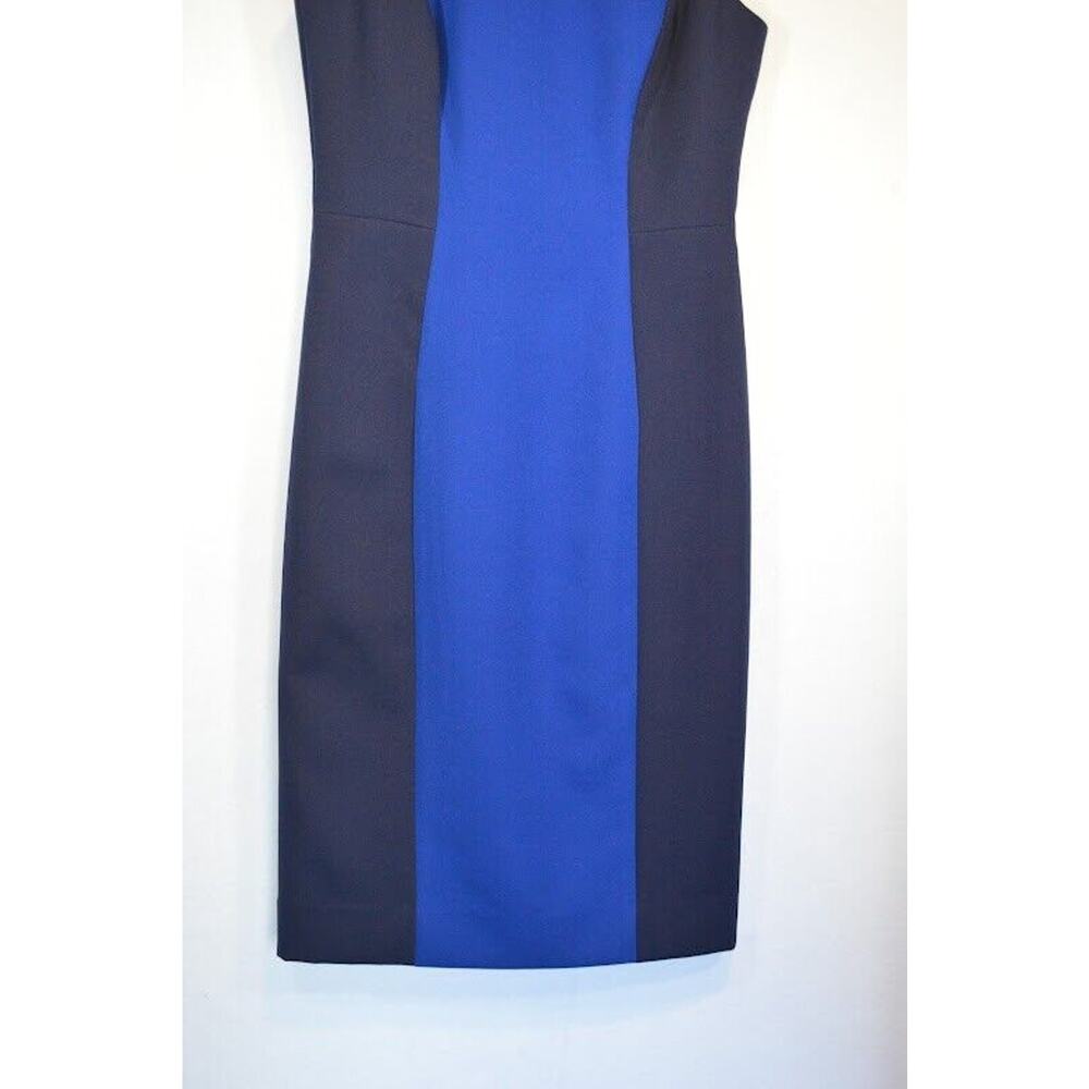 Milly Sleeveless Scuba‎ Dress Colorblock Size 4 Fitted Career Black Blue $395 - Picture 5 of 13